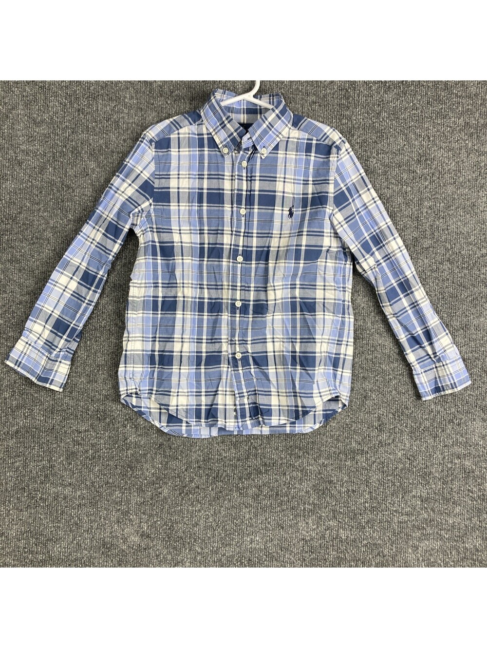 Polo Ralph Lauren Boys Size 6 Blue Plaid Long Sleeve Button Down Shirt EUC